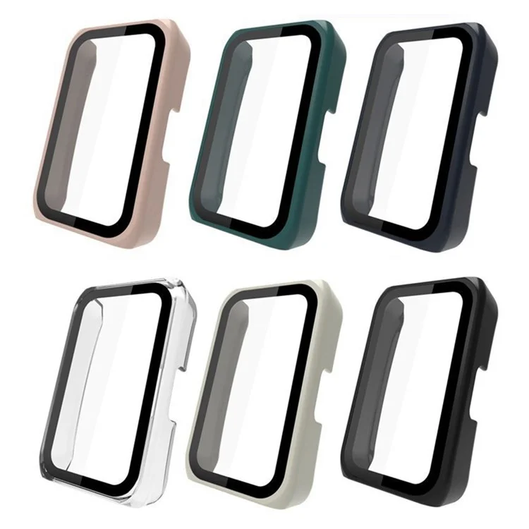 Para Huawei Band 7/Honor Band 6 Capa Protetora de PC Completa com Protetor de Tela de Vidro Temperado - Transparente