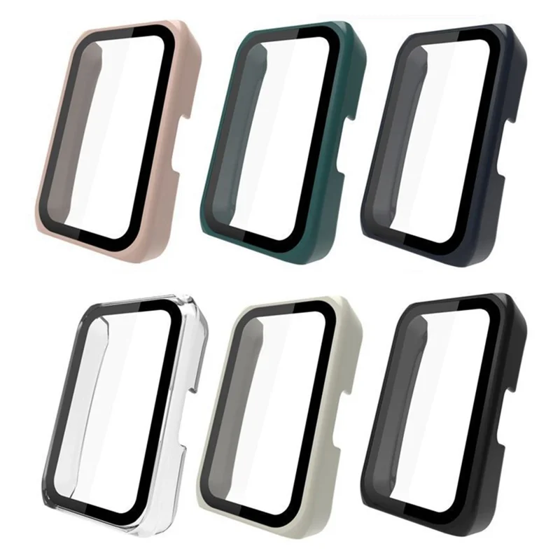 For Huawei Band 7/Honor Band 6 Full Protection PC Cover Watch Case with Tempered Glass Screen Protector - Dark Blue