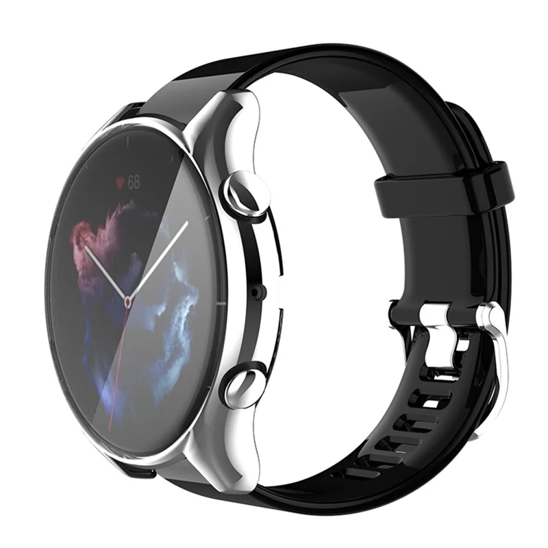 For Huami Amazfit GTR 3/GTR 3 Pro Soft TPU Anti-scratch Watch Case Full Coverage Protective Cover - Silver