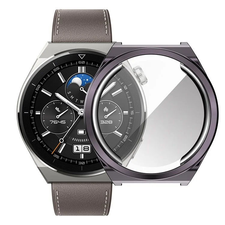 For Huawei Watch GT 3 Pro 46mm Soft TPU Shockproof Protective Case All-Around Anti-Scratch Screen Protector Cover - Grey