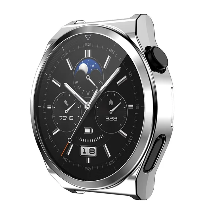 For Huawei Watch GT 3 Pro 46mm Soft TPU Shockproof Protective Case All-Around Anti-Scratch Screen Protector Cover - Silver