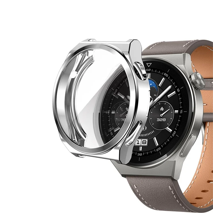 Para Huawei Watch GT 3 Pro 46mm Soft TPU Capa Protetora Resistente a Choques Toda a Volta Protetor de Tela Anti-Arranhões - Prata