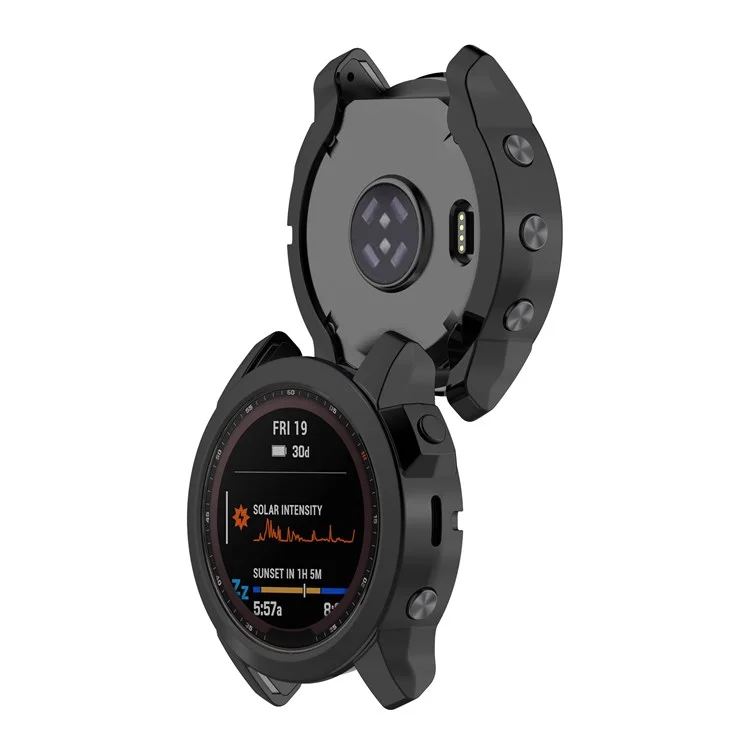 Для Garmin Fenix 7/7 Solar/7 Sapphire Solar Hollow Out Watch Case Watch TPU Cover Protector with Electroplating - Black