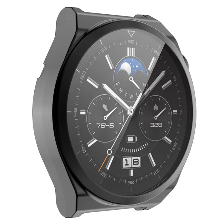 Enkay Hat Prince Pour Huawei Watch GT 3 Pro 43mm Protection Complète Case de Montre Intelligente TPU Avec Protecteur D'écran en Verre Trempé Tactile Sensible - le Noir