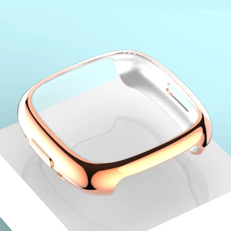 For Fitbit Versa 4 Soft TPU Watch Case Full Coverage Electroplating Protective Cover Frame - Rose Gold