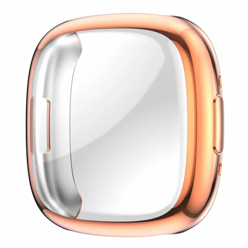 For Fitbit Versa 4 Soft TPU Watch Case Full Coverage Electroplating Protective Cover Frame - Rose Gold