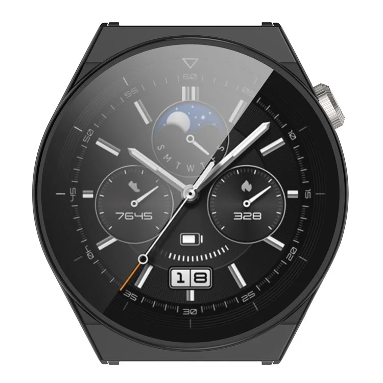 For Huawei Watch GT 3 Pro 46mm Anti-drop Hard PC Watch Case Cover with Tempered Glass Screen Protector - Black