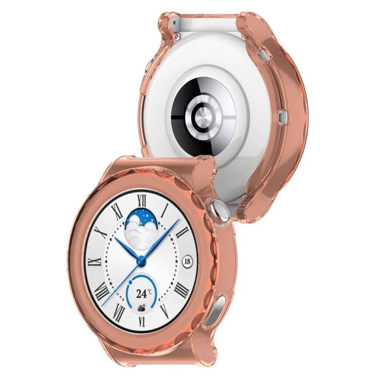 Für Huawei Uhr Watch GT 3 Pro 43 mm Hohle Aus Soft TPU Hülle Smart Watch Protective Cover - Transparentes Rosa