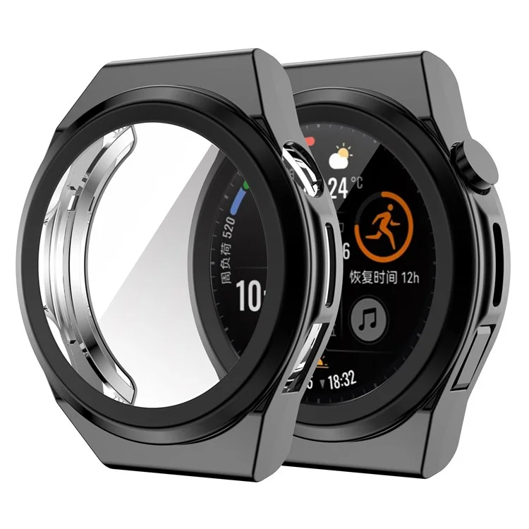 Para Huawei Watch GT Runner Casa de Eletroplatação Anti-arranhação TPU Com All-inclusion TPU TPU - Preto