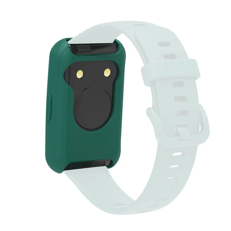 Soft Silicone Watch Case for Huawei Band 7/6, Anti-scratch Protection Watch Frame Cover - Dark Green
