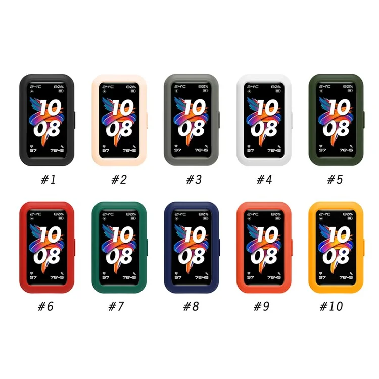 Soft Silicone Watch Case for Huawei Band 7/6, Anti-scratch Protection Watch Frame Cover - Dark Green