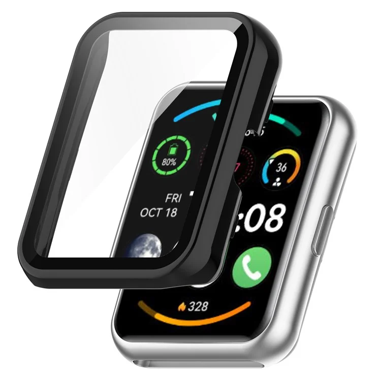 Per Oppo Watch Free Hard PC Watch Case Protezione Cover con Protezione Schermo in Vetro Temperato - Nero