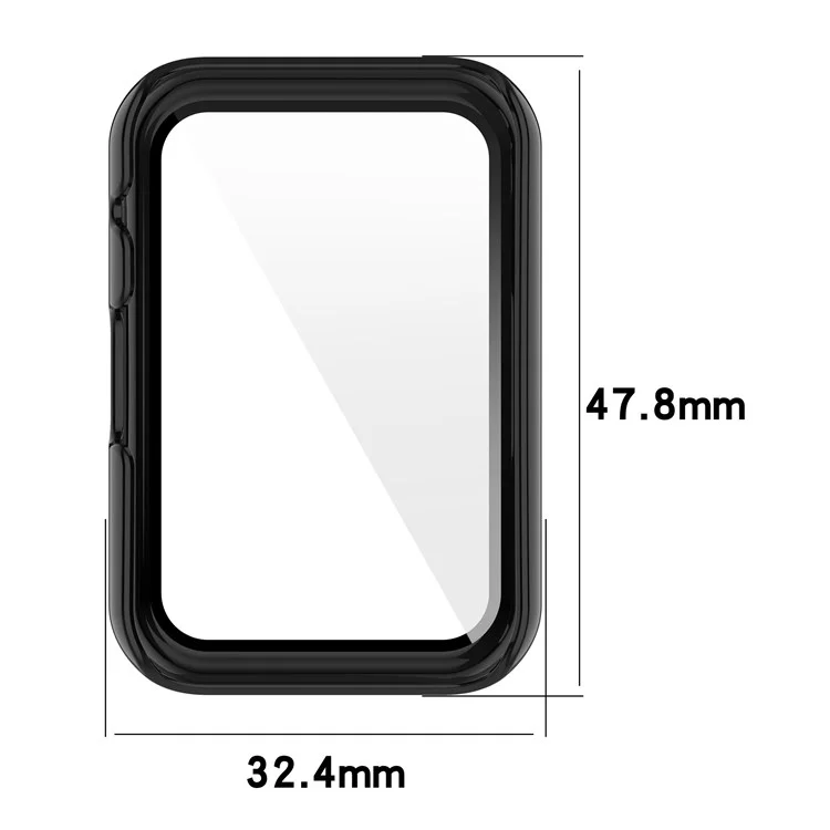 Per Oppo Watch Free Hard PC Watch Case Protezione Cover con Protezione Schermo in Vetro Temperato - Nero