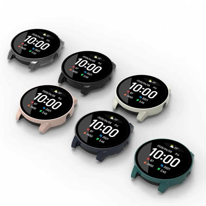 For Haylou Solar LS05 PC Case with Tempered Glass Screen Protector Scratch Resistant Overall Protective Cover - Pink