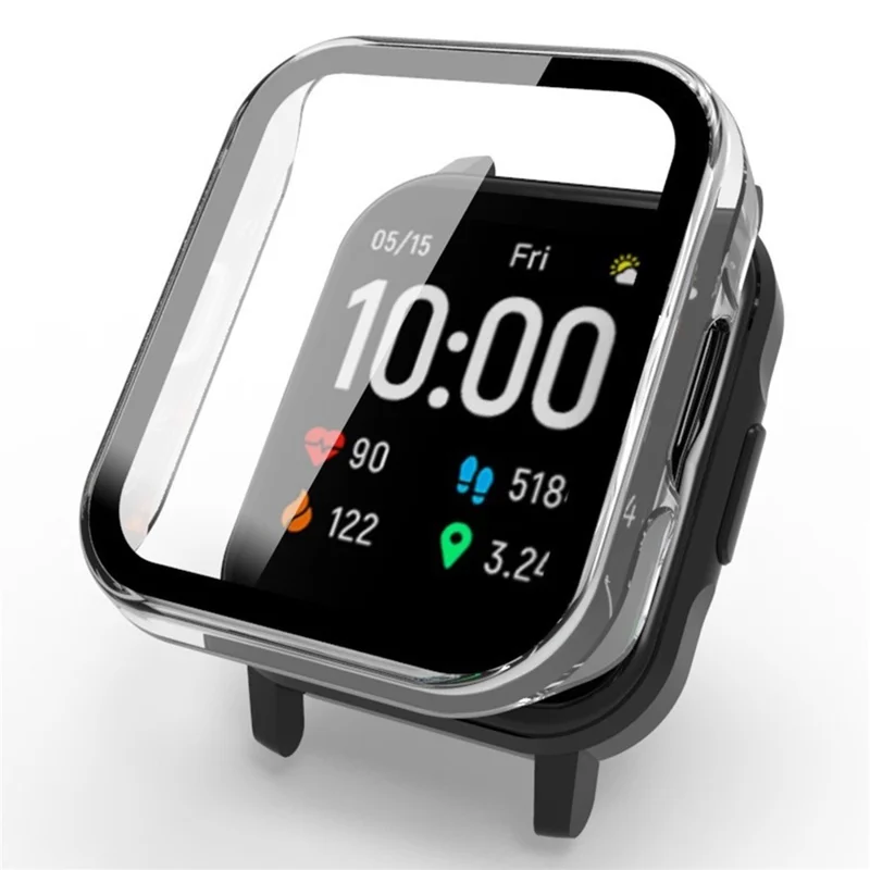 For Haylou RS4 Plus LS11 All Around Coverage Protective PC Cover with Tempered Glass Screen Protector - Dark Blue