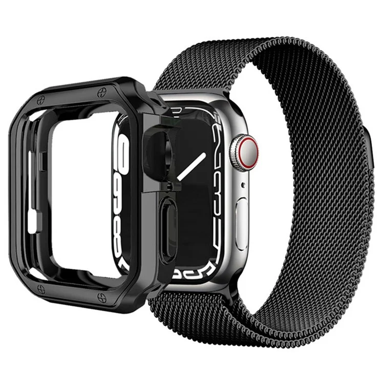 For Apple Watch 9 / 8 / 7 45mm TPU Watch Protector Quick Release Sports Watch Case - Black