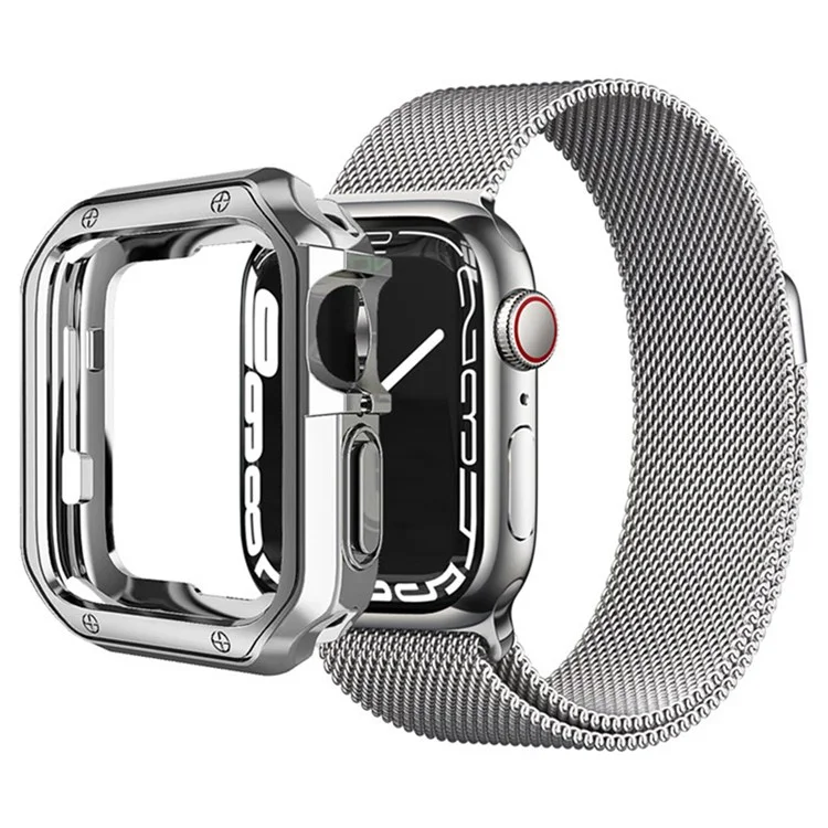 Para Apple Watch Series 4 / 5 / 6 44mm / SE 44mm / SE (2022) 44mm Carcasa Antiexplosión del Reloj Corte Preciso Protector TPU del Reloj - Plata