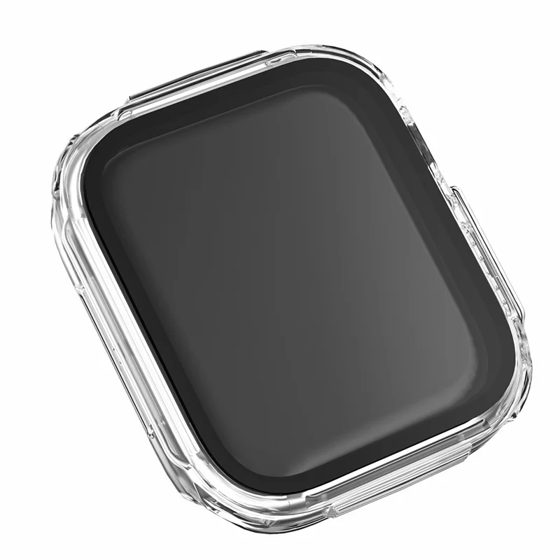 Funda moderna de policarbonato con galvanizado para Apple Watch 9 / 8 / 7 de 45 mm, carcasa protectora con protector de pantalla de vidrio templado - Transparente