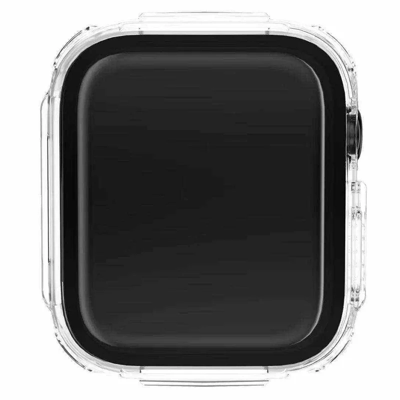 Funda moderna de policarbonato con galvanizado para Apple Watch 9 / 8 / 7 de 45 mm, carcasa protectora con protector de pantalla de vidrio templado - Transparente