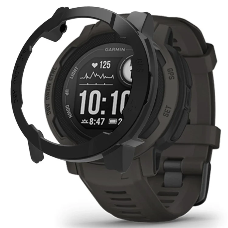 For Garmin Instinct 2 Watch Case Anti-drop Hard PC Cover Frame Half Protective Cover - Black