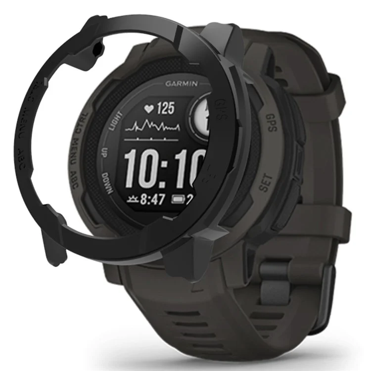 For Garmin Instinct 2S Fall Proof Watch Case Hard PC Cover Frame Half Protective Cover - Black