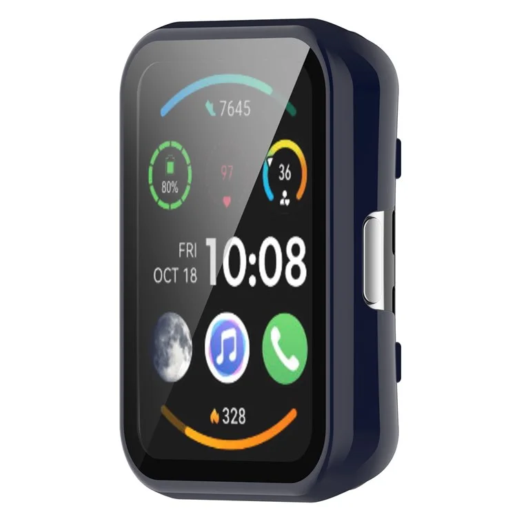 Para Huawei Watch Fit 2 Funda de PC con Protector de Pantalla de Vidrio Templado Resistente a Arañazos Funda Inteligente para Reloj - Azul Oscuro