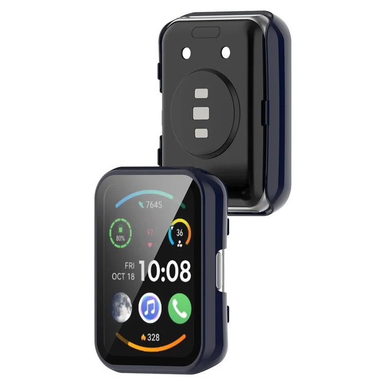 Para Huawei Watch Fit 2 Funda de PC con Protector de Pantalla de Vidrio Templado Resistente a Arañazos Funda Inteligente para Reloj - Azul Oscuro