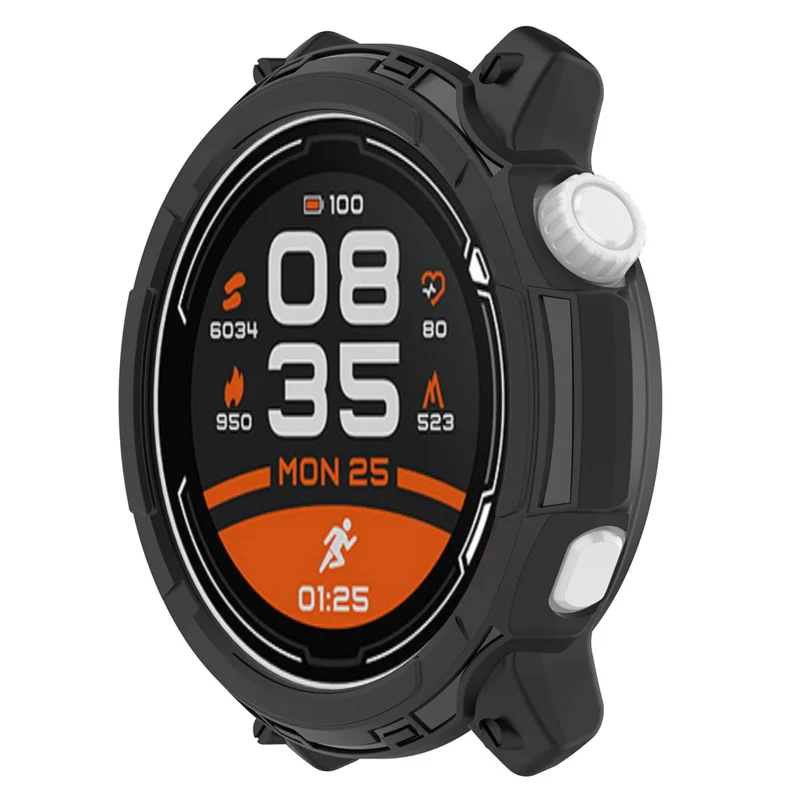 For Coros Pace 2 Anti-fall Anti-scratch Soft TPU Hollow-out Watch Case Protective Cover - Black