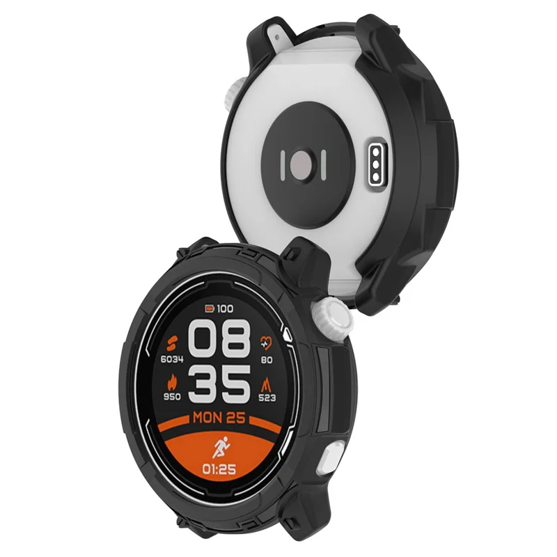 For Coros Pace 2 Anti-fall Anti-scratch Soft TPU Hollow-out Watch Case Protective Cover - Black