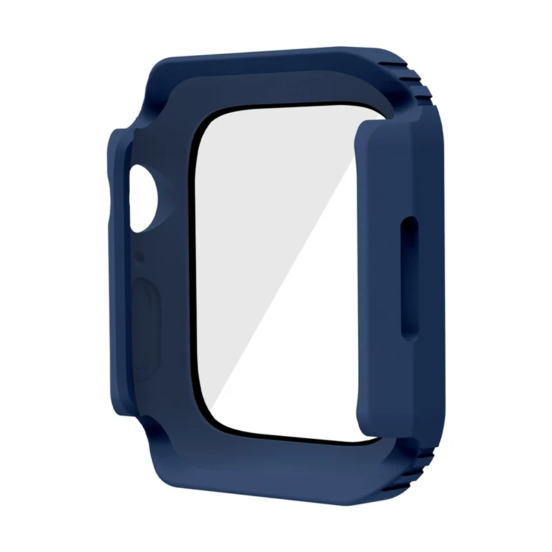 For Apple Watch Series 4 / 5 / 6 44mm / SE 44mm / SE (2022) 44mm PC + TPU Anti-drop Watch Case with Tempered Glass Screen Protector - Midnight Blue