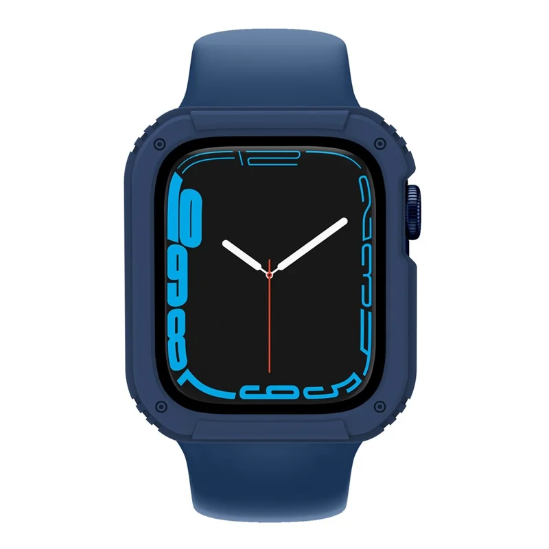 For Apple Watch Series 4 / 5 / 6 44mm / SE 44mm / SE (2022) 44mm PC + TPU Anti-drop Watch Case with Tempered Glass Screen Protector - Midnight Blue
