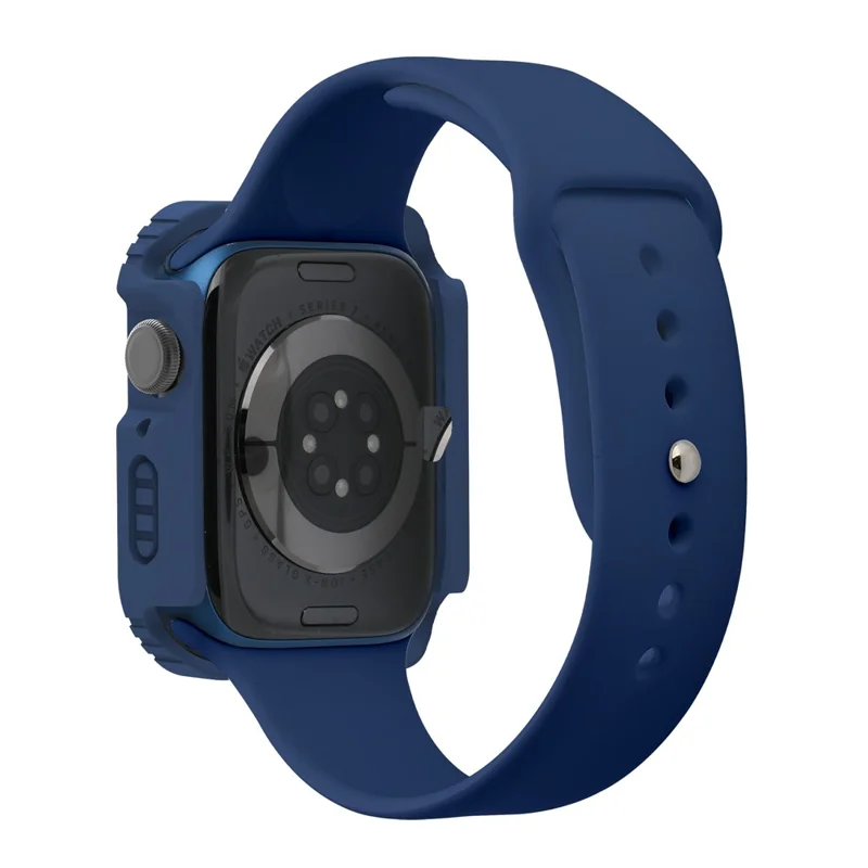 For Apple Watch Series 4 / 5 / 6 44mm / SE 44mm / SE (2022) 44mm PC + TPU Anti-drop Watch Case with Tempered Glass Screen Protector - Midnight Blue