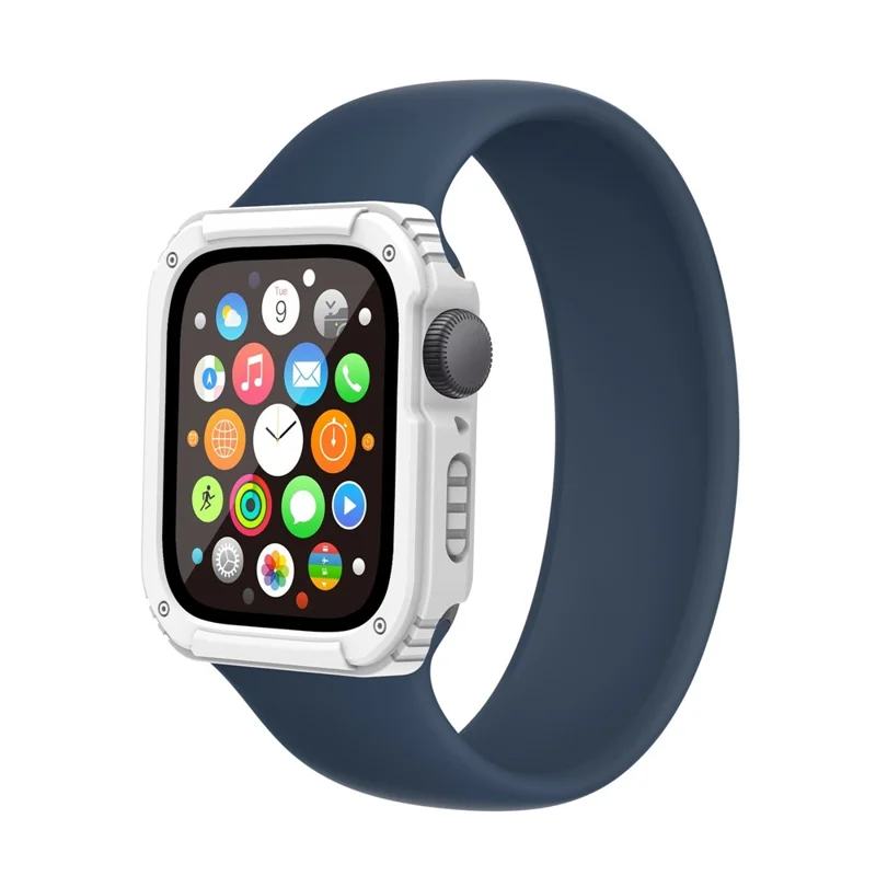 For Apple Watch SE3 / SE2 / SE1 /  6 / 5 / 4 40mm Full Coverage PC + TPU Watch Case Cover with Tempered Glass Screen Protector - White