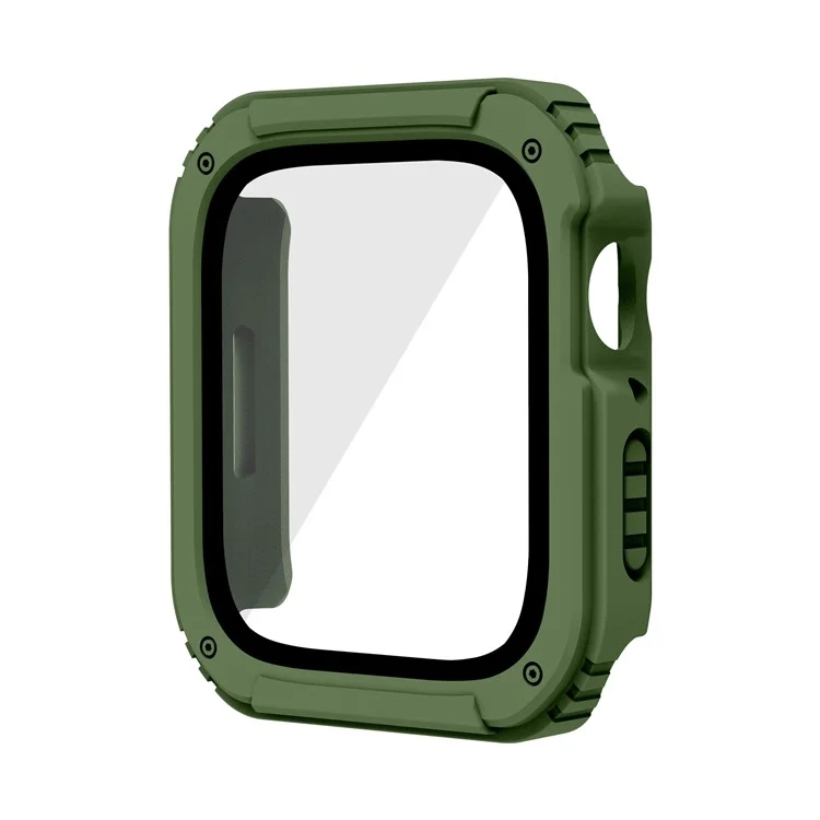 For Apple Watch Series 3 / 2 / 1 38mm Tempered Glass Screen Protector Watch Case PC + TPU Protective Cover - Army Green