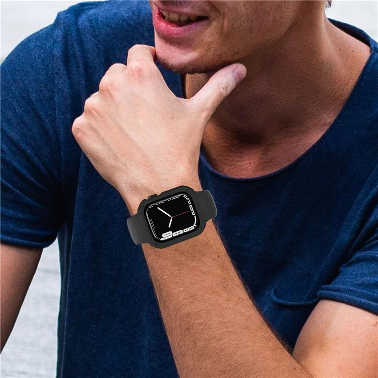 For Apple Watch Series 3 / 2 / 1 42mm PC + TPU Shockproof Watch Case Shell with Tempered Glass Screen Protector - Black