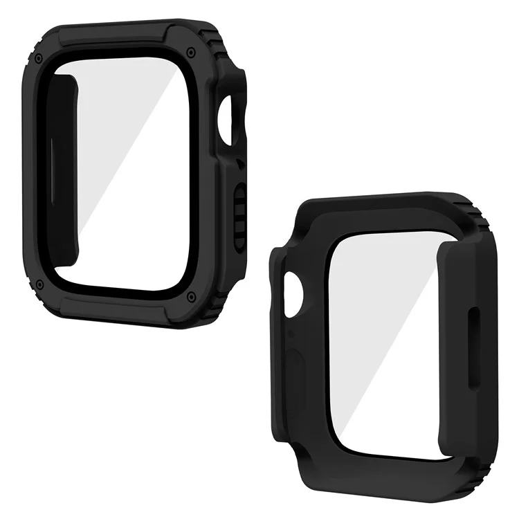 For Apple Watch Series 3 / 2 / 1 42mm PC + TPU Shockproof Watch Case Shell with Tempered Glass Screen Protector - Black