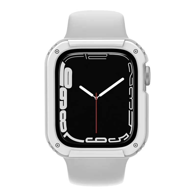 For Apple Watch 9 / 8 / 7 45mm PC + TPU Case with Tempered Glass Screen Protector Anti-scratch Watch Shell - White