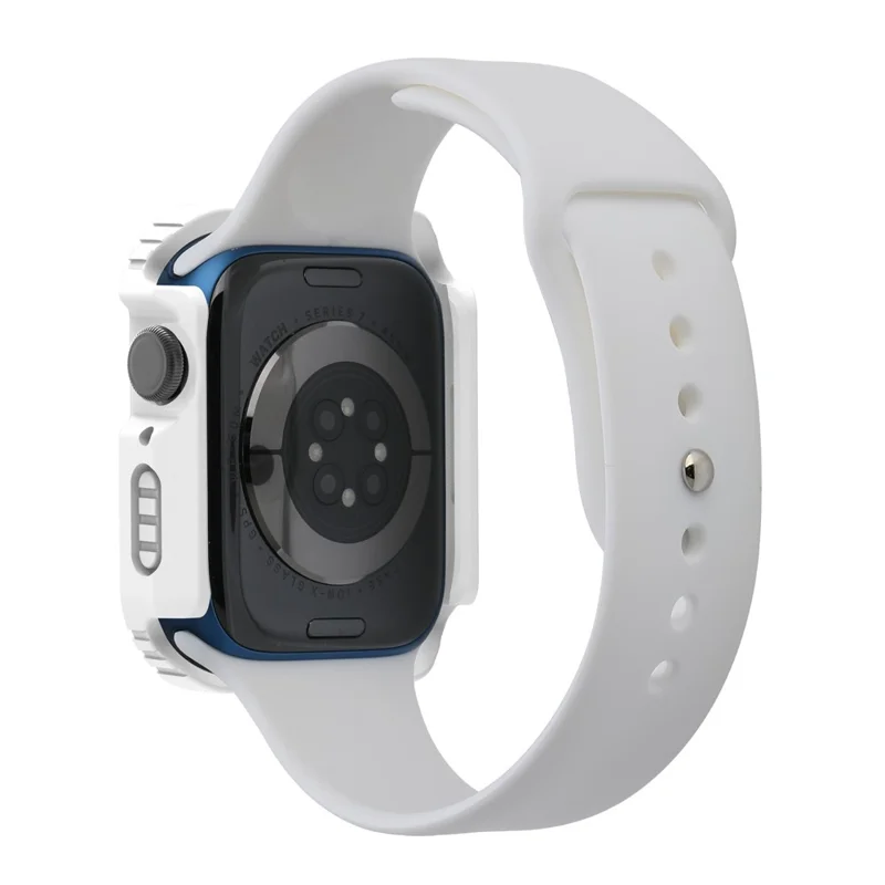 For Apple Watch 9 / 8 / 7 45mm PC + TPU Case with Tempered Glass Screen Protector Anti-scratch Watch Shell - White