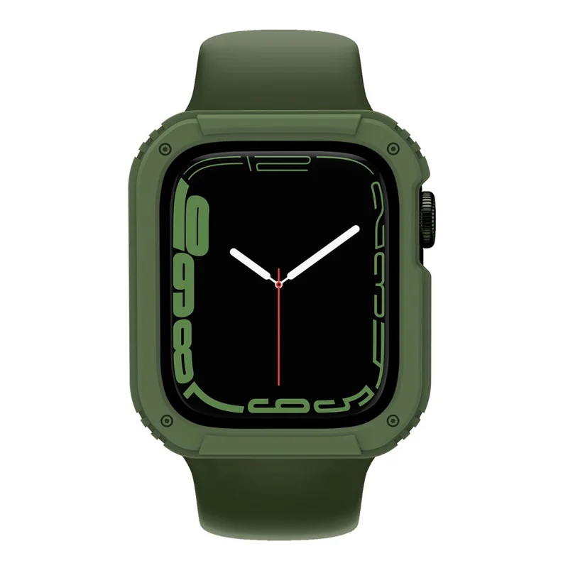 For Apple Watch Series 9 / 8 / 7 41mm Full Coverage Watch Case PC + TPU + Tempered Glass Protective Cover - Army Green