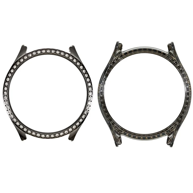Per Samsung Galaxy Watch5 44mm Bling Rhinestone Hard PC Frame Elettroplatante Coperchio a Guscio a Metà Protettivo - Nero