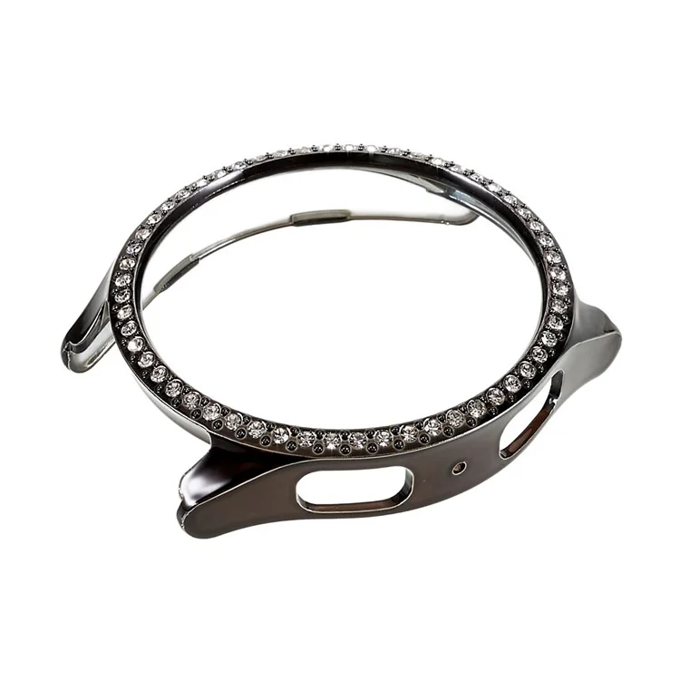 Per Samsung Galaxy Watch5 44mm Bling Rhinestone Hard PC Frame Elettroplatante Coperchio a Guscio a Metà Protettivo - Nero