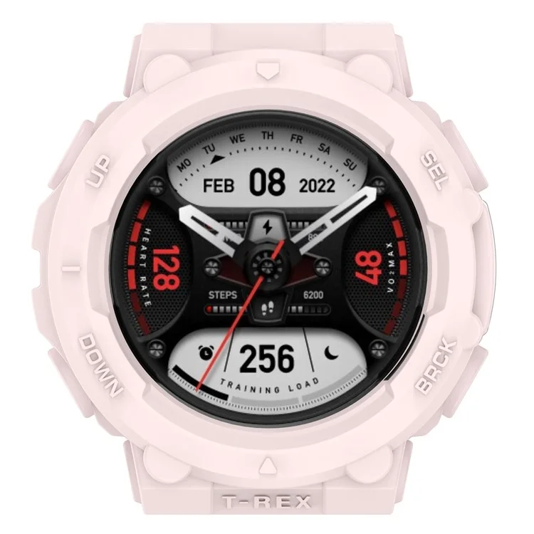For Huami Amazfit T-Rex 2 Soft Flexible Rugged TPU Raised Bezel Frame Half Protective Watch Cover - Light Pink