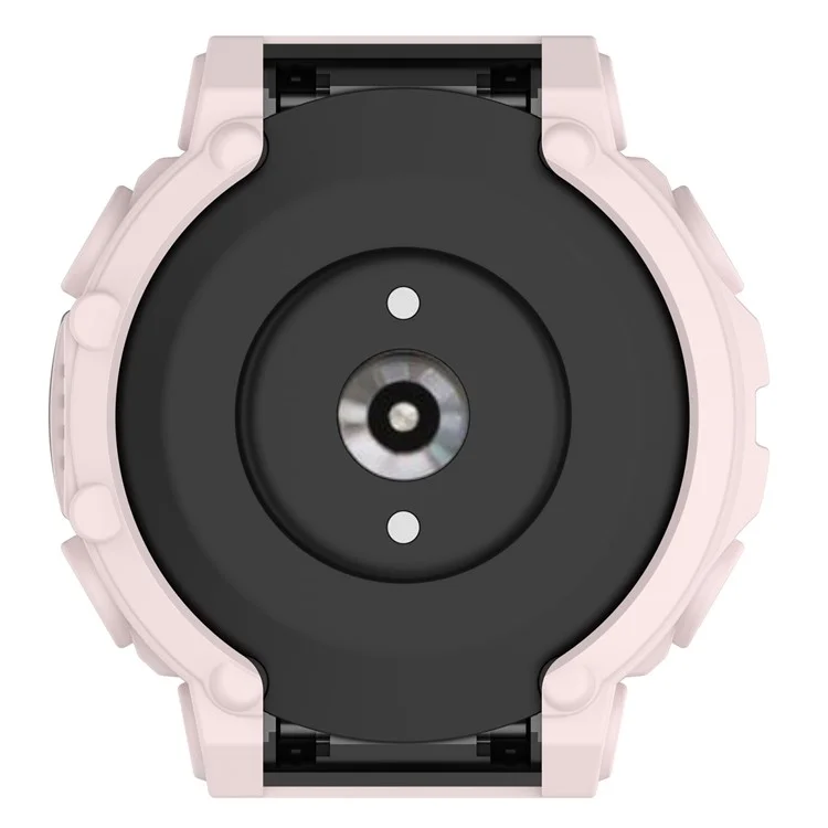 For Huami Amazfit T-Rex 2 Soft Flexible Rugged TPU Raised Bezel Frame Half Protective Watch Cover - Light Pink