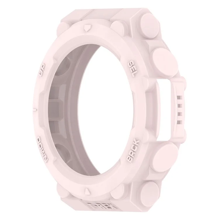 For Huami Amazfit T-Rex 2 Soft Flexible Rugged TPU Raised Bezel Frame Half Protective Watch Cover - Light Pink