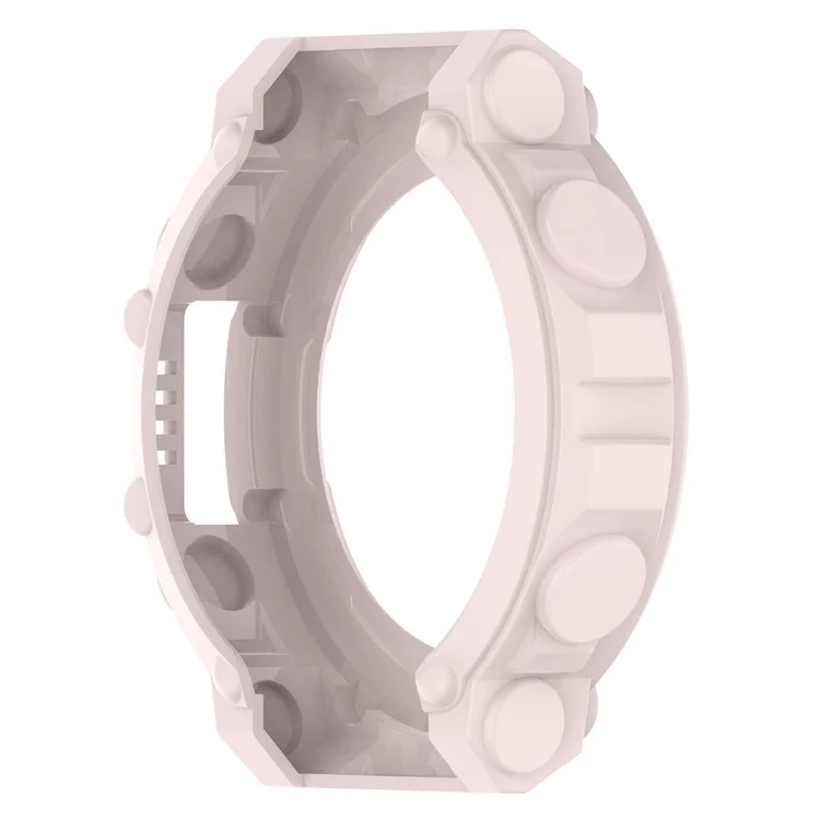 For Huami Amazfit T-Rex 2 Soft Flexible Rugged TPU Raised Bezel Frame Half Protective Watch Cover - Light Pink