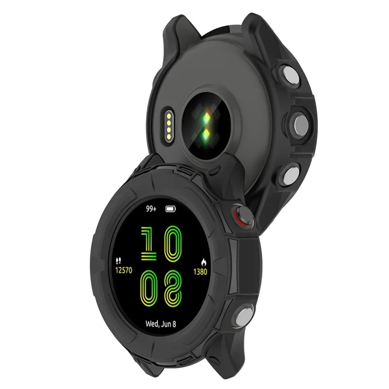 For Garmin Forerunner 255 Soft TPU Watch Protector Hollow-out Design Anti-Scratch Protective Cover Frame - Black
