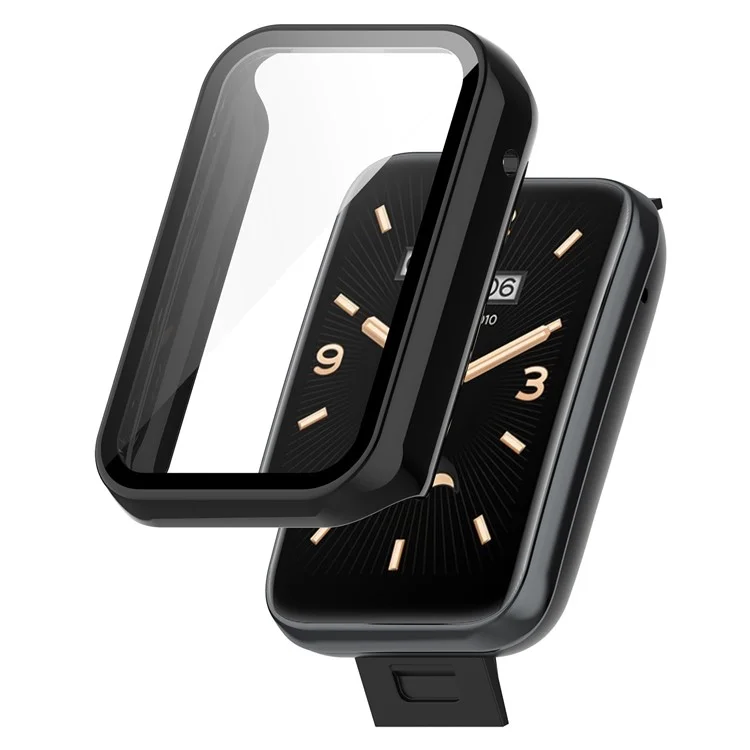 For Xiaomi Mi Band 7 Pro Hard PC  Case with HD Clear Tempered Glass Film Anti-Scratch Protective Cover - Black