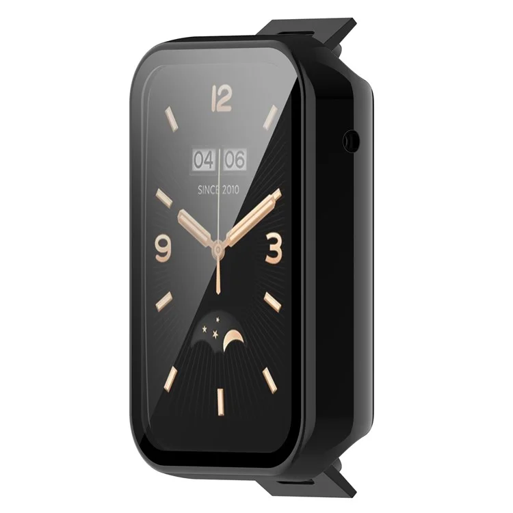 For Xiaomi Mi Band 7 Pro Hard PC  Case with HD Clear Tempered Glass Film Anti-Scratch Protective Cover - Black
