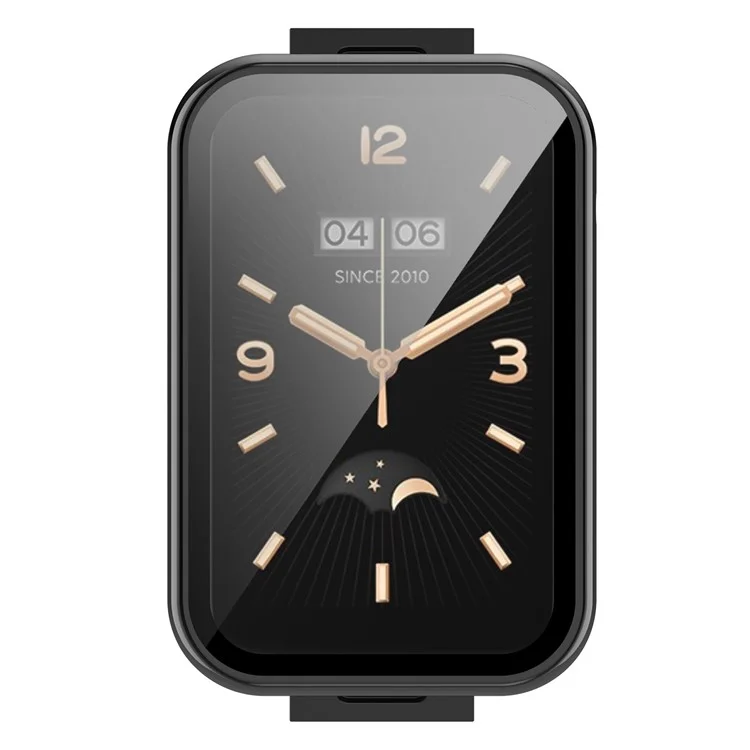 For Xiaomi Mi Band 7 Pro Hard PC  Case with HD Clear Tempered Glass Film Anti-Scratch Protective Cover - Black