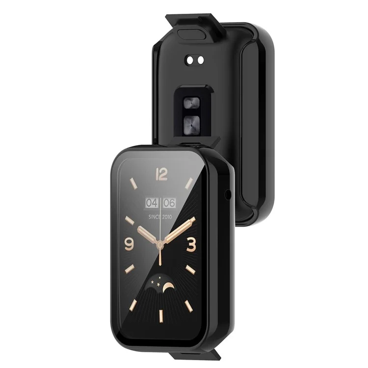 For Xiaomi Mi Band 7 Pro Hard PC  Case with HD Clear Tempered Glass Film Anti-Scratch Protective Cover - Black